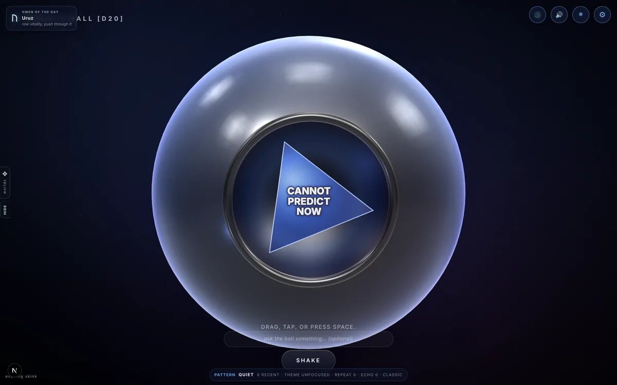 Magic 8-Ball — live screenshot